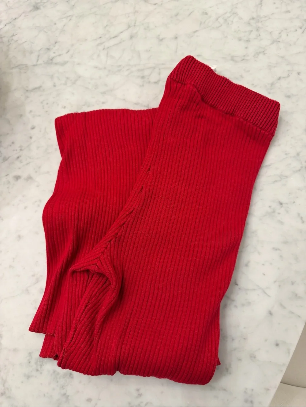 ALO Denim Knit High-Waist Flare Pant